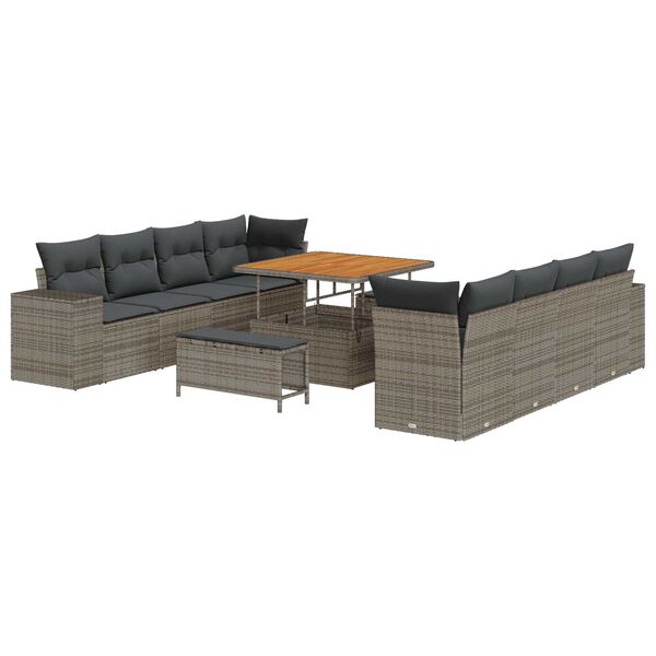 vidaXL Ensemble de canap&eacute; de jardin avec coussin 11 pcs Gris polyrotin