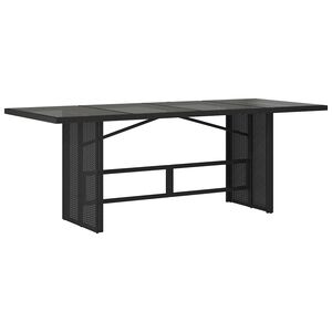 vidaXL Table de jardin avec dessus en verre noir r&eacute;sine tress&eacute;e
