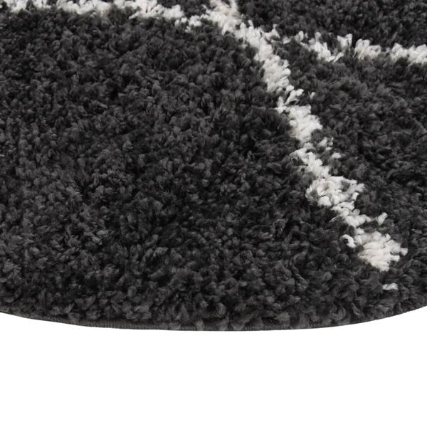 vidaXL Tapis shaggy &agrave; poils longs Cr&egrave;me et anthracite &phi;120 cm
