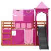 vidaXL Lit superpos&eacute; sans matelas avec toboggan et rideaux 80x200 cm