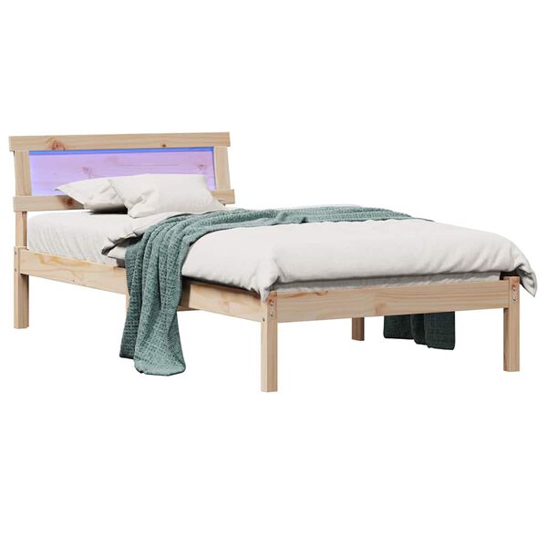 vidaXL Cadre de lit avec t&ecirc;te de lit Marron 90 x 190 cm Pin massif
