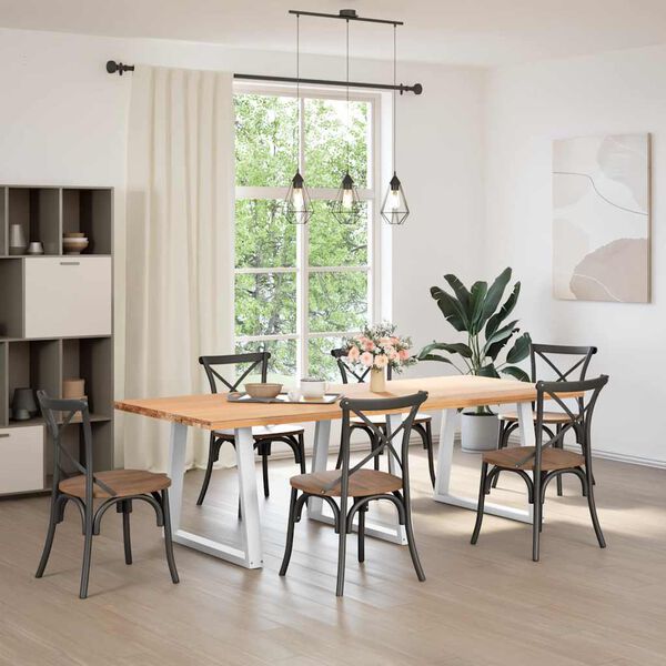 vidaXL Pieds de table &agrave; manger en forme de V, 3 pi&egrave;ces, blanc, 70 x (72-73,3) cm, acier