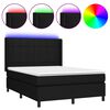 vidaXL Sommier &agrave; lattes de lit matelas et LED Noir 140x200 cm Tissu