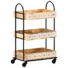 vidaXL Chariot de cuisine &agrave; 3 niveaux 46x30x76 cm Bois de manguier