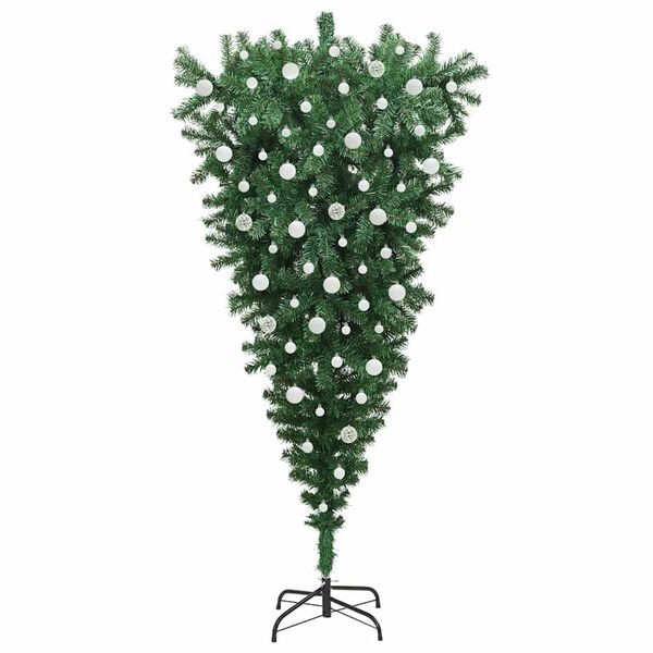 vidaXL Sapin de No&euml;l artificiel pr&eacute;-&eacute;clair&eacute; &agrave; l'envers avec ensemble de boules