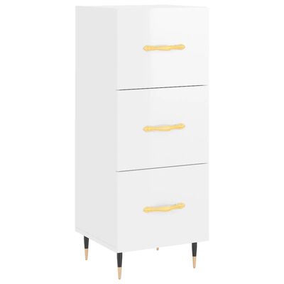 vidaXL Buffet haut Blanc brillant 34,5x34x180 cm Bois d'ingénierie