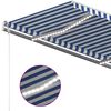 vidaXL Auvent manuel r&eacute;tractable avec LED 4x3,5 m Bleu et blanc