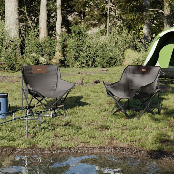 vidaXL Chaise de camping avec poche pliable lot de 2 gris