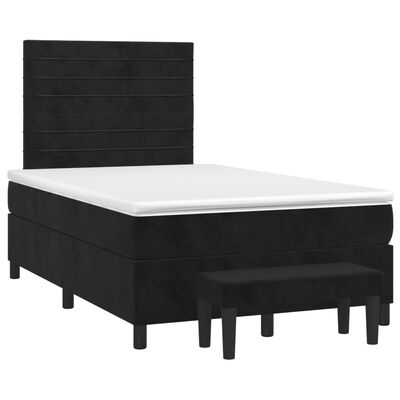 vidaXL Sommier à lattes de lit avec matelas noir 120x190 cm velours