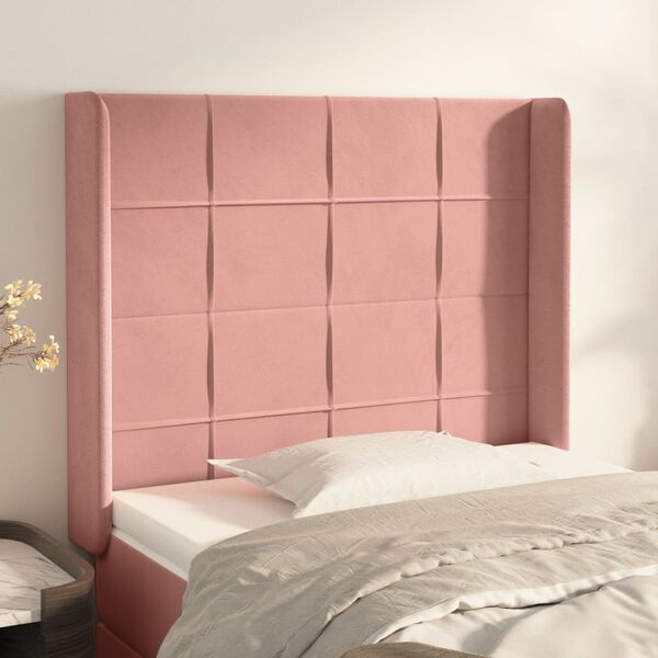 vidaXL T&ecirc;te de lit avec oreilles Rose 83x16x118/128 cm Velours