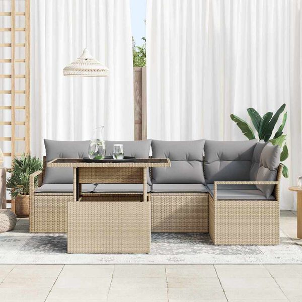 vidaXL Ensemble de canap&eacute; de jardin 6 pcs Beige et Gris clair