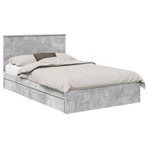 vidaXL Lit de Rangement Gris b&eacute;ton 135 x 190 cm Bois d'ing&eacute;nierie