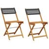 vidaXL Chaises pliantes 2 pi&egrave;ces en bois massif d'acacia noir et polyrotin