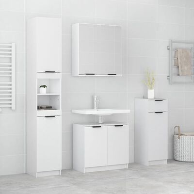 vidaXL Meubles de salle de bain 4 pcs Blanc brillant Bois d'ingénierie