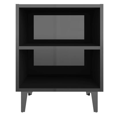 vidaXL Tables de chevet pieds en métal 2 pcs noir brillant 40x30x50 cm