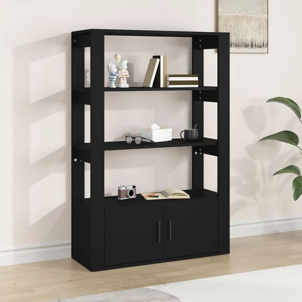 vidaXL Buffet Noir 80x30x119,5 cm Bois d'ing&eacute;nierie