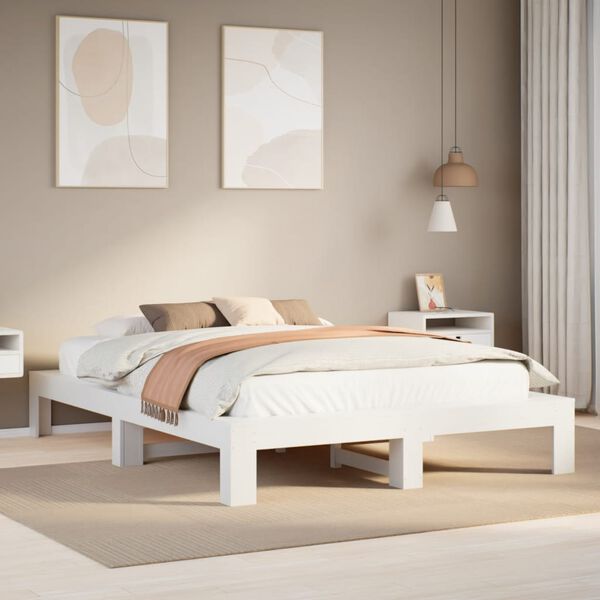 vidaXL Cadre de lit sans matelas blanc 160x200 cm bois de pin massif