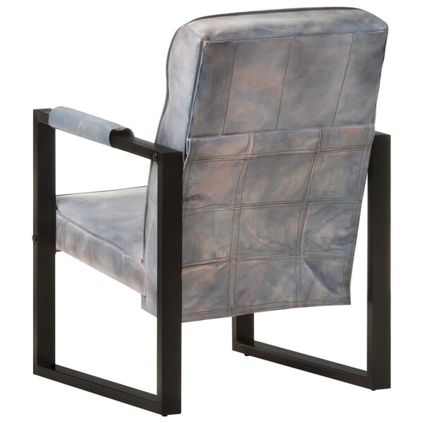 vidaXL Chaise de canap&eacute; 60x75x90 cm Gris Cuir de ch&egrave;vre v&eacute;ritable