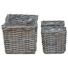 vidaXL Panier de plantation avec stockage 3 pcs Gris Rattan Kubu