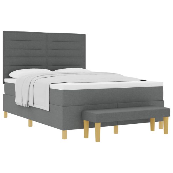 vidaXL Lit &agrave; ressorts avec matelas Gris fonc&eacute; 140 x 200 cm tissu