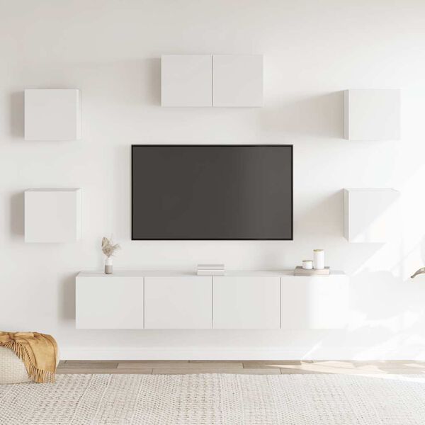 vidaXL Ensemble de meubles TV 7 pcs Blanc Bois d'ingénierie