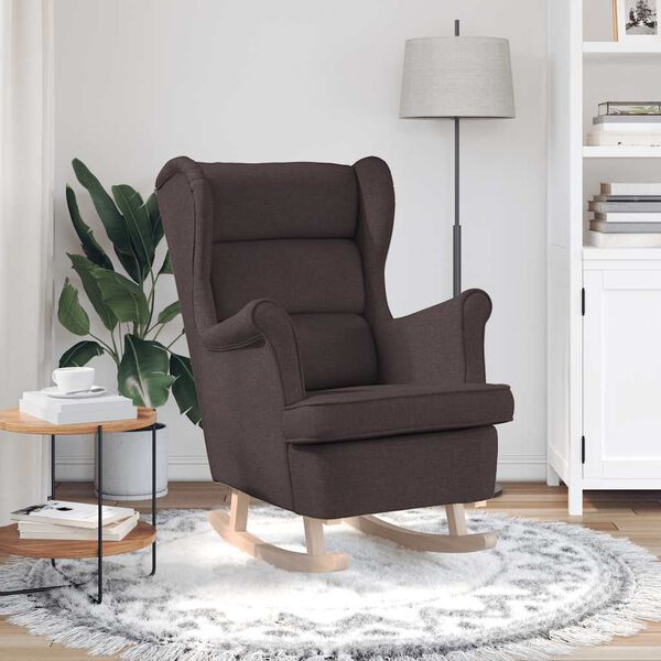 vidaXL Chaise &agrave; bascule marron fonc&eacute; 74x90x102 cm tissu
