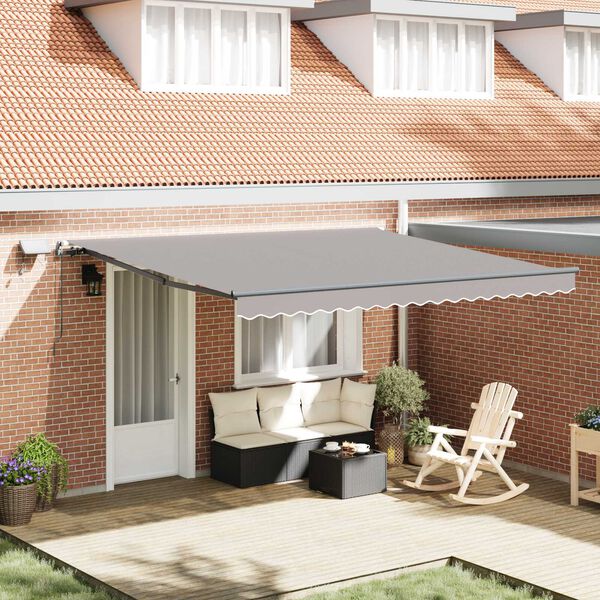 vidaXL Auvent R&eacute;tractable Gris clair 400 &times;300 cm tissu