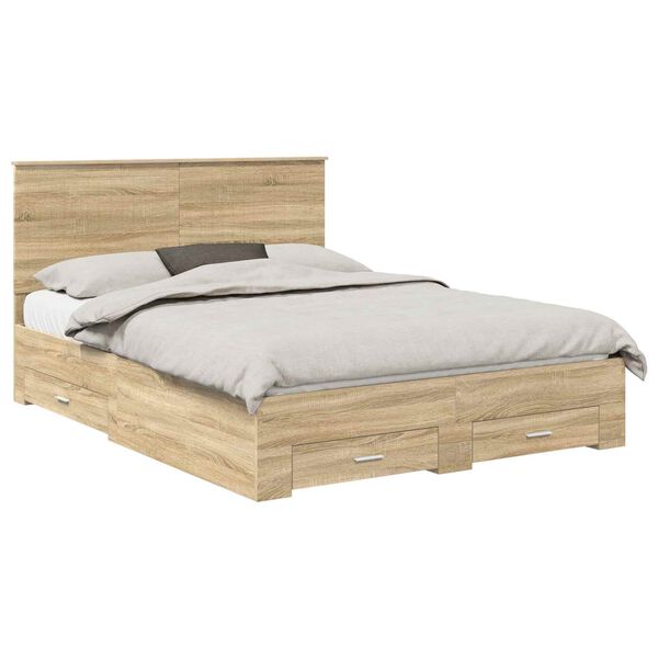vidaXL Cadre de lit Ch&ecirc;ne Sonoma 150 x 200 cm Bois d'ing&eacute;nierie