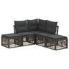 vidaXL Ensemble de canap&eacute; de jardin 5 pcs Gris polyrotin