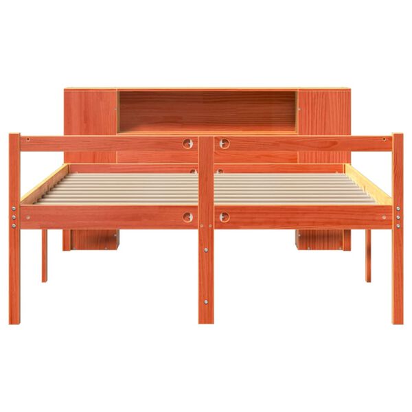 vidaXL Lit biblioth&egrave;que sans matelas cire marron 150x200cm bois massif