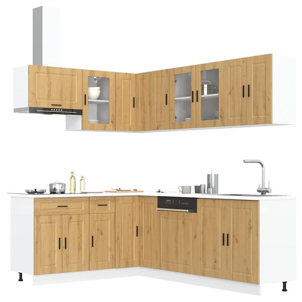 vidaXL Ensemble d'armoires de cuisine 11 pcs Porto bois d'ing&eacute;nierie