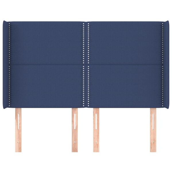 vidaXL T&ecirc;te de lit avec oreilles Bleu 147x16x118/128 cm Tissu