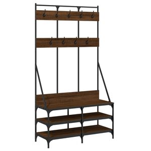 vidaXL Porte-v&ecirc;tements et rangement des chaussures ch&ecirc;ne marron