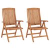 vidaXL Chaises de jardin lot de 2 et coussins &agrave; motif de feuilles Teck