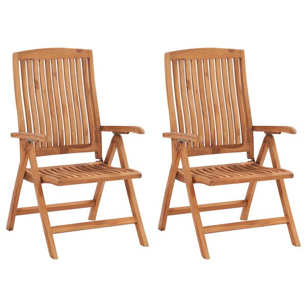 vidaXL Chaises de jardin lot de 2 et coussins &agrave; motif de feuilles Teck