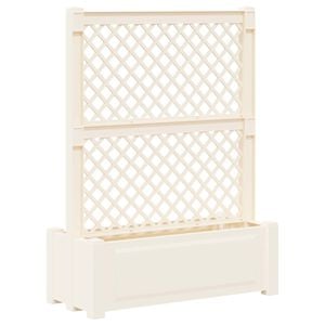 vidaXL Grand pot avec trellis Blanc 99,5 x 43 x 133,5 PP