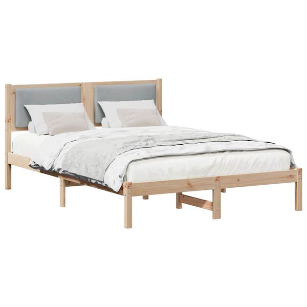 vidaXL Cadre de lit Gris clair 135 x 190 cm Pin massif