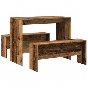 vidaXL Ensemble table &agrave; manger et bancs 3 pcs bois d'ing&eacute;nierie