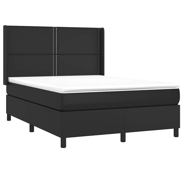 vidaXL Sommier &agrave; lattes de lit avec matelas Noir 140x200 cm Similicuir