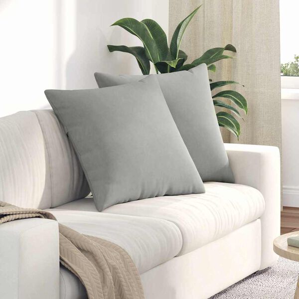 vidaXL Coussins de canap&eacute; 2 pcs Gris clair 60 x 60 cm tissu