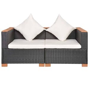 vidaXL Canap&eacute; de jardin R&eacute;sine tress&eacute;e Noir
