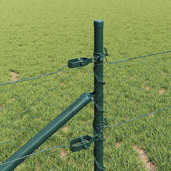 vidaXL Poteau de cl&ocirc;ture. Vert 100 x 0,4 m (maille 50 mm) Acier et PVC