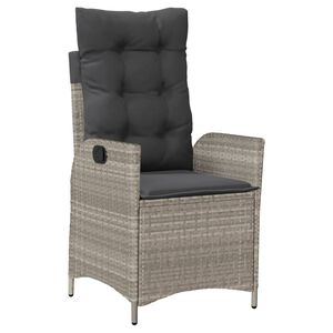 vidaXL Chaise inclinable de jardin coussins gris clair r&eacute;sine tress&eacute;e