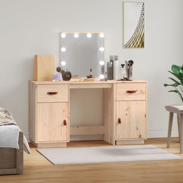 vidaXL Ensemble de coiffeuse avec LED Bois de pin solide