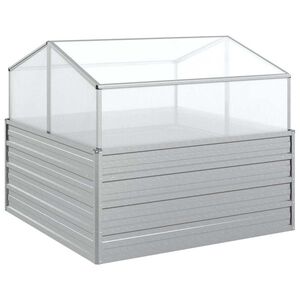 vidaXL Lit sur&eacute;lev&eacute; de jardin avec serre 100x100x85 cm Argent&eacute;