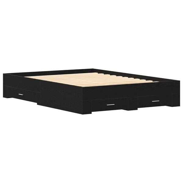 vidaXL Cadre de lit Ch&ecirc;ne noir 160 x 200 cm Bois d'ing&eacute;nierie
