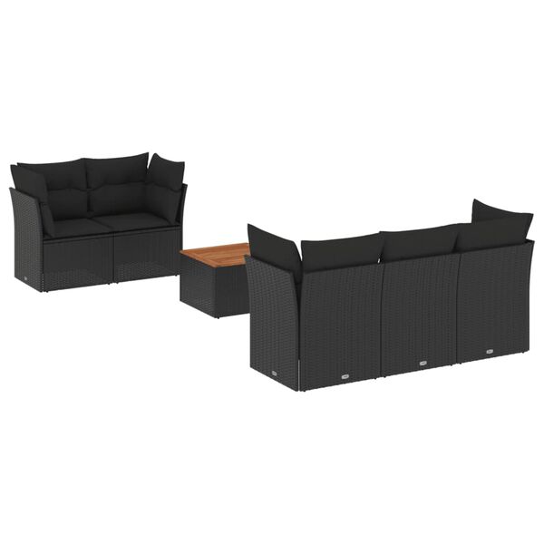 vidaXL Salon de jardin 6 pcs avec coussins noir r&eacute;sine tress&eacute;e