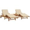 vidaXL Transat 3 pc Bois d'Acacia Massif Beige