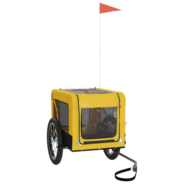 vidaXL Remorque de v&eacute;lo pour animaux de compagnie jaune et noir