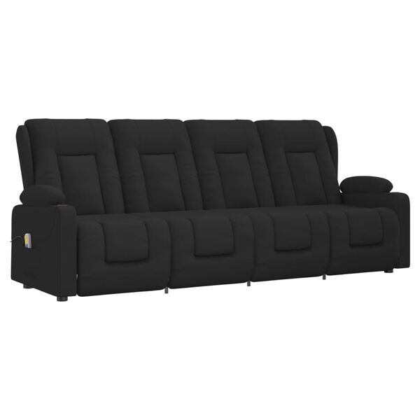 vidaXL Fauteuil inclinable et porte-gobelets 4 places noir similicuir